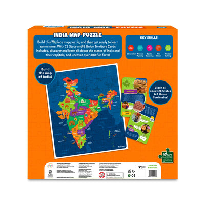 India map puzzle set with learning cards for ages 6-12, educational floor game
