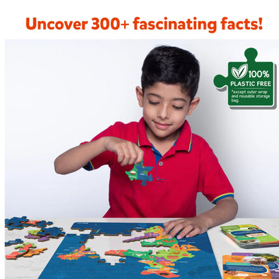 Child assembling colorful India Map Puzzle floor game for kids ages 6-12