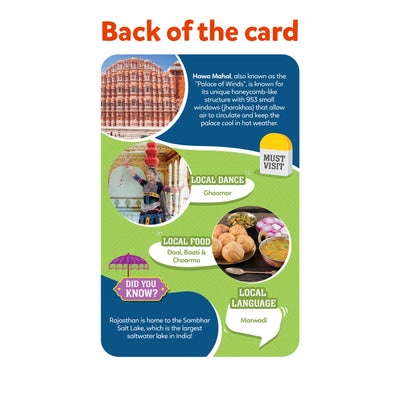 Informational Rajasthan card from India Map Puzzle Floor Game for ages 6-12