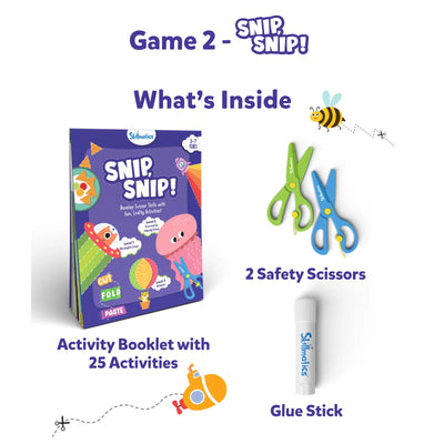 Children’s activity kit for developing cutting and pasting skills in Little Chefs Creative Kit