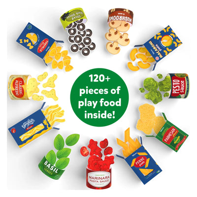 Play food set with pasta shapes sauces and ingredients for pretend play ages 3-7