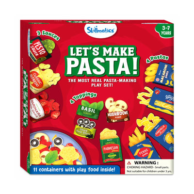 Skillmatics Lets Make Pasta play set with pretend pasta, sauces, toppings for ages 3-7