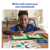 Young boy creating storybooks with craft supplies in the My Storybook Art Kit All My Adventures
