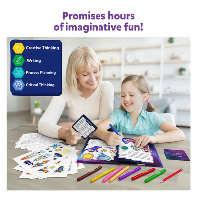 Creative space exploration activity kit for kids ages 5-10 to enhance writing and imaginative skills