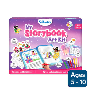 Skillmatics My Storybook Art Kit with unicorns, princesses, stickers, markers, and DIY storybooks