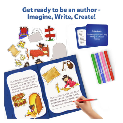 Children’s creative writing kit with story prompts and stickers from My Storybook Art Kit