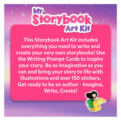 Pink rectangular My Storybook Art Kit with unicorns and princesses for ages 5-10