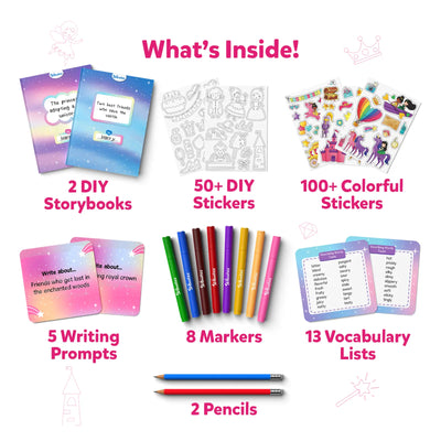 Creative kids art kit with storybooks stickers markers and pencils for ages 5-10