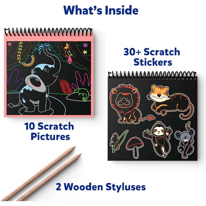 Travel Friendly Magical Scratch Art Book: Amazing Animals (ages 3-8)