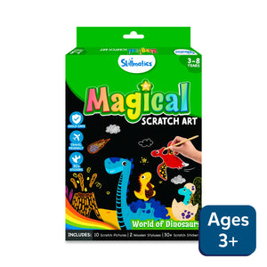 Magical Scratch Art Dinosaur Kit for Kids with Scratch Pictures Styluses and Stickers