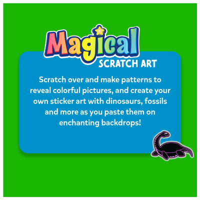 Travel Friendly Magical Scratch Art Book featuring Dinosaurs and Fossils for Kids