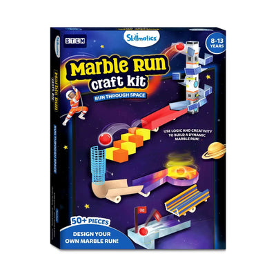 Skillmatics Marble Run Craft Kit for ages 8-13 with over 50 pieces to build a space-themed marble run