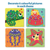Colorful foam craft stickers of a Chameleon Princess Jellyfish and Starfish for kids ages 3-7