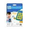 Baby sensory phone toy in blue and yellow packaging for developing fine motor skills