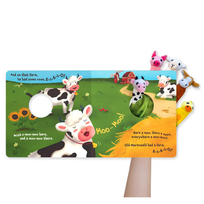 Children’s Old MacDonald farm animal finger puppet book for ages 6-24 months