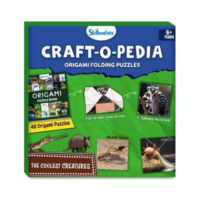 Green and blue Craftopedia Skillmatics Craft-O-Pedia box with animal origami puzzles for kids
