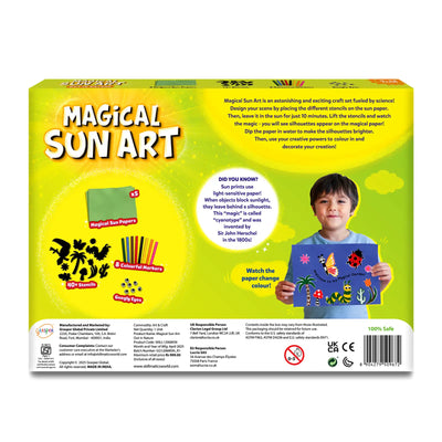 Children’s craft kit for making Magical Sun Art with light-sensitive paper and accessories