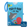 Soft blue baby cloth book with under the sea theme featuring turtle shark and octopus