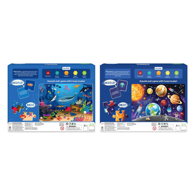 Educational puzzle games with underwater and Solar System scenes for kids ages 3-7
