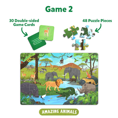Children’s animal-themed puzzle game with colorful jigsaw pieces from Wildlife Wonders Puzzle Bundle