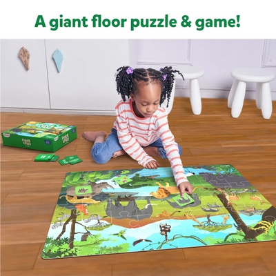 Colorful jungle scene floor puzzle with animals from Piece & Play Amazing Animals for ages 3-7