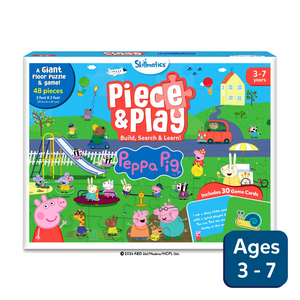 Peppa Pig themed giant floor puzzle and game with 48 pieces and 30 game cards for ages 3-7