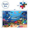 Underwater-themed Wildlife Wonders Puzzle Bundle for ages 3-7 with sample piece and dimensions