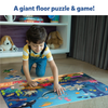 Child assembling colorful ocean-themed marine animals floor puzzle from Piece & Play Underwater Animals game