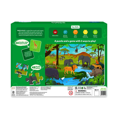 Children’s puzzle and game set featuring African safari animals from Piece & Play Amazing Animals