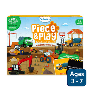 Skillmatics Piece & Play Construction Site Floor Puzzle with 48 pieces and 30 game cards
