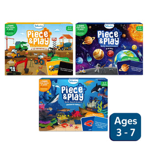 Three Piece & Play themed puzzles and games for children ages 3 to 7 in Piece & Play Mega Combo