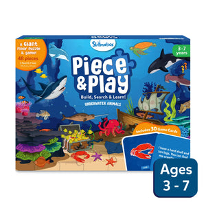 Children’s underwater animals puzzle and game set with 48 pieces and 30 cards for ages 3-7