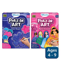 Two Poke-In Art craft kits for flower bouquets and magical princesses for ages 4-9