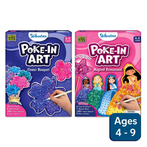 Two Poke-In Art craft kits for flower bouquets and magical princesses for ages 4-9