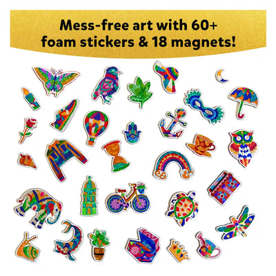 Colorful glittery foam stickers and magnets in various shapes from Foil Fun Pretty Patterns Art Kit