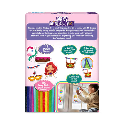 Waxy Window Art kit with picture starters and waxy sticks for kids ages 5-12