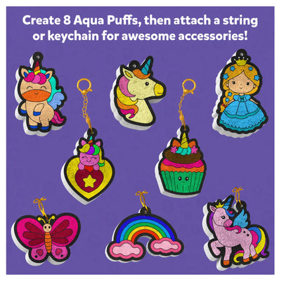 Colorful textured unicorn, rainbow, and fantasy craft charms for kids 3D art kit