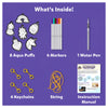 Children’s craft kit with unicorn and princess-themed aqua puffs markers keychains and manual