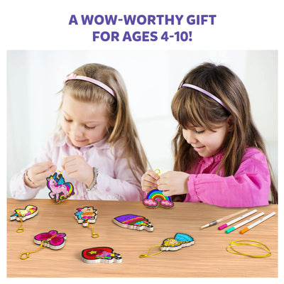Colorful crafting kit for children to create princess and unicorn keychains with Aqua Puffs 3D Art Kit