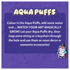 Instructions for using Aqua Puffs colorful water-activated art pieces for decor or accessories