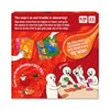 Board game box with red background, cards, cartoon players, and puppies in a soup bowl