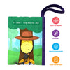 Soft fabric activity book with cartoon character, washable, durable, safety certified for ages 6m-4y