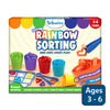 Silicone Rainbow Sorting toy for toddlers with shapes cups tongs and activity boards