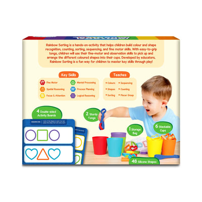 Children’s Silicone Rainbow Sorting Toy for developing fine motor, sorting, and recognition skills