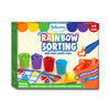 Skillmatics Silicone Rainbow Sorting Toy for children ages 3-6 with shapes, cups, tongs, and activity boards