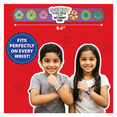 Colorful donut-themed slap bracelets for children from Snap Bandz Sibling Love DIY Craft
