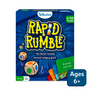 Blue and yellow Rapid Rumble board game box for ages 6 and up, 2-5 players
