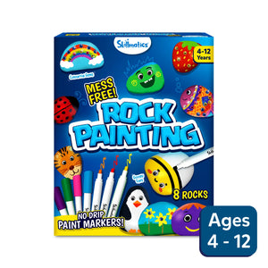 Children’s rock painting kit with paint markers and 8 colorful rocks for creative art activities