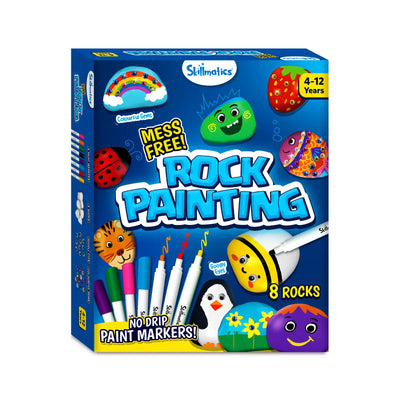 Skillmatics Rock Painting Kit for ages 4-12 with no-mess paint markers and 8 rocks