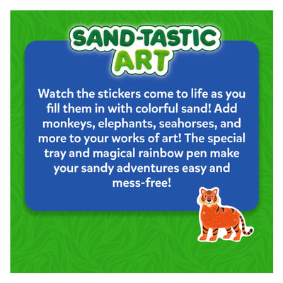 Crafting kit for sandy art with stickers tray and rainbow pen for kids ages 4-10